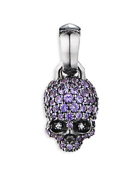 David Yurman - 18K White Gold Skull Charm with Purple Sapphires