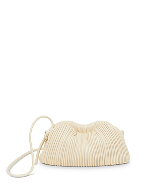 Mansur Gavriel Cloud Mini Pleated Lambskin Clutch Bag In Crema/warm Gold