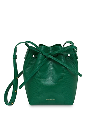 Mansur Gavriel Mini Mini Bucket Bag In Leaf Embossed/warm Gold