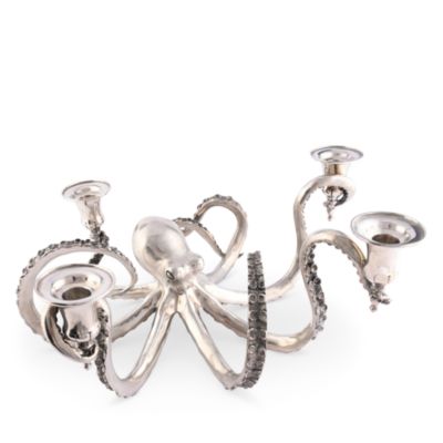 Four Taper Pewter Octopus Candelabrum
