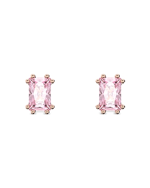Shop Swarovski Stilla Crystal Stud Earrings In Pink/rose Gold