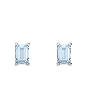 Shop Swarovski Stilla Crystal Stud Earrings In Blue/silver