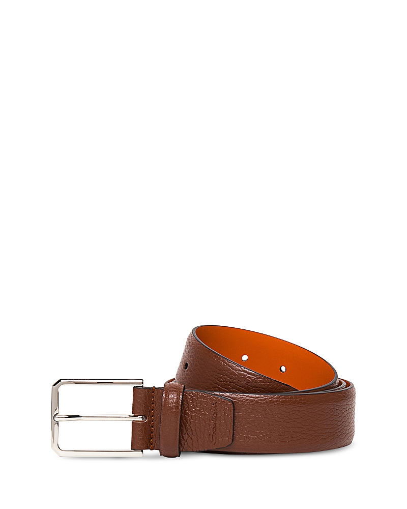 Santoni Leather Belt In Tan