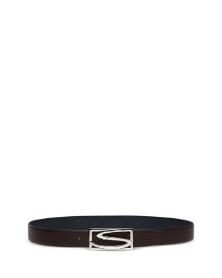 Men's Leather Logo Buckle Belt