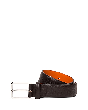 Santoni Men's Leather Belt In Dark Brown