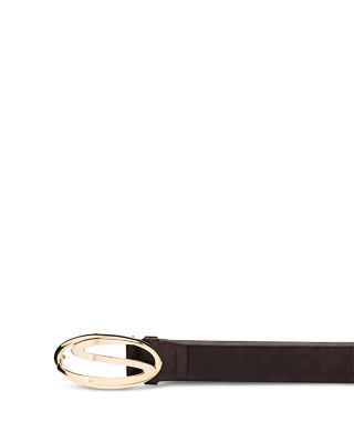 Men's Leather Logo Buckle Belt