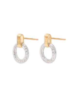 18K Yellow & White Gold Jaipur Link Diamond Flat Link Stud Earrings