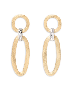 Marco Bicego 18K White & Yellow Gold Jaipur Link Diamond Textured Drop Earrings