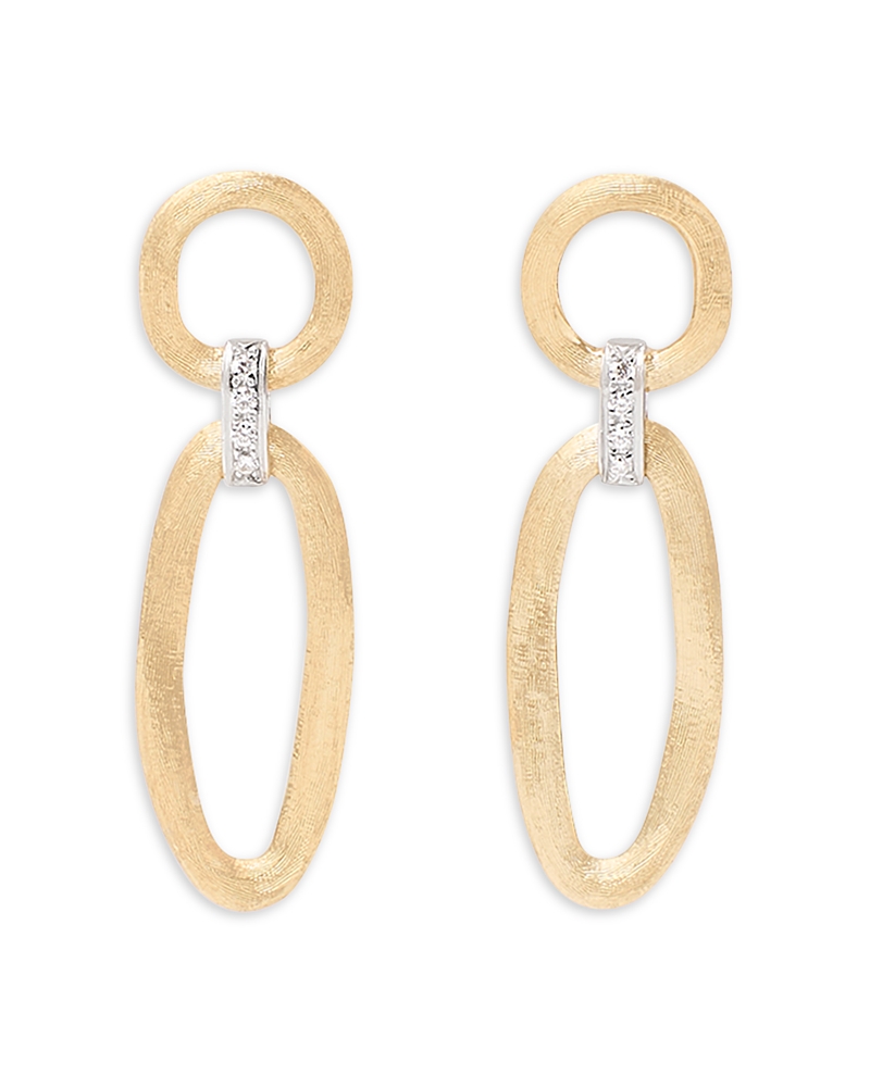 Marco Bicego Jaipur Link 18k Yellow & White Gold Mixed Link Diamond Drop Earrings In Gold