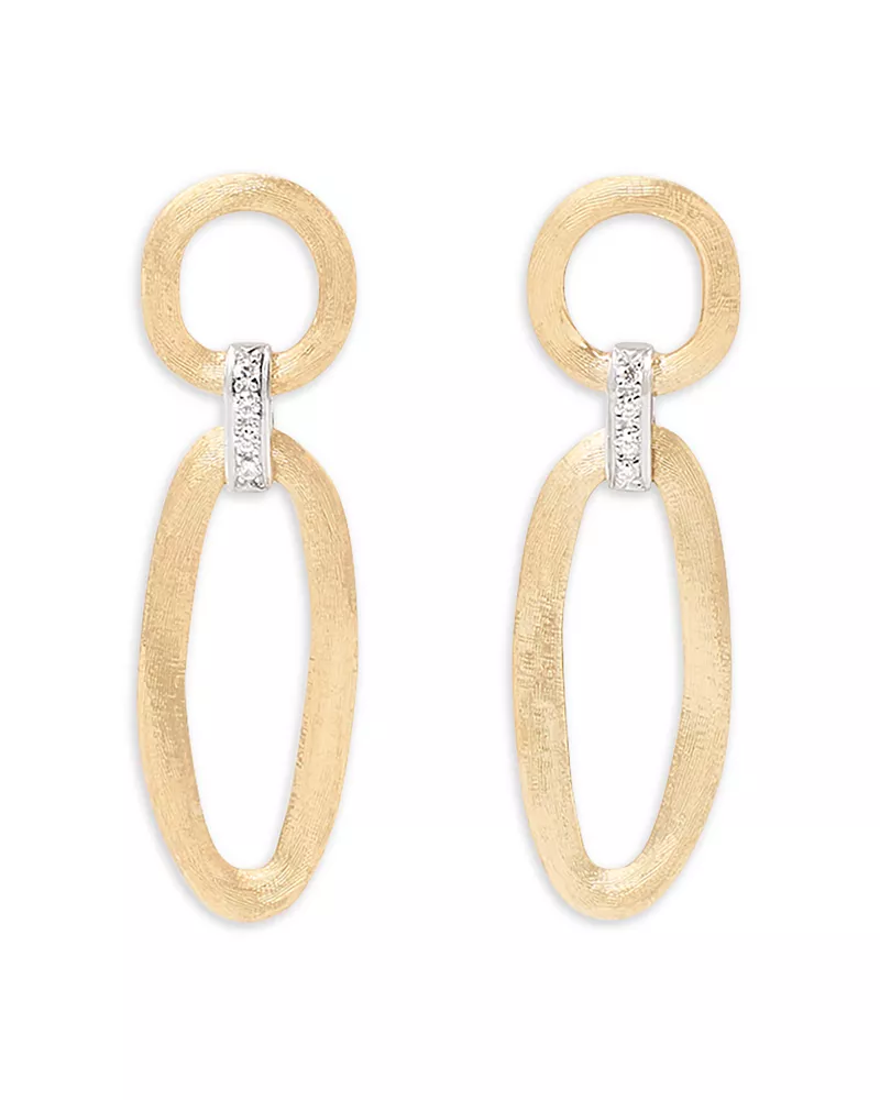Marco Bicego 18K White & Yellow Gold Jaipur Link Diamond Textured Drop Earrings