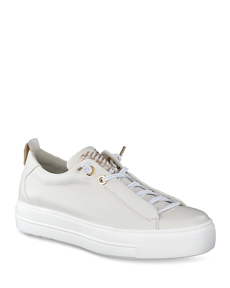 Paul Green Faye Sneaker In Ivory Gold Leather