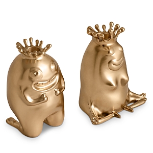 Shop L'objet Haas King + Queen Candlesticks, Set Of 2 In Gold