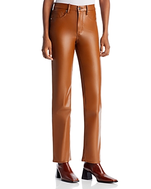 Good American Good 90s Icon Straight-leg High-rise Faux Leather Jeans In Bc02