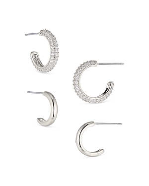 NADRI PAVE THE WAY HOOP EARRINGS, SET OF 2