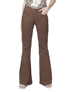 Paige Genevieve High Rise Flared Jeans in Cognac Luxe Coating