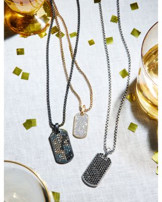 Men's Chevron Tag in Black Titanium with Black Diamonds, Cognac Diamonds, and Color Change Garnet, 35mm