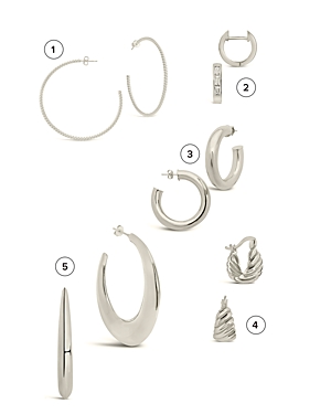 Sterling Forever Five Days Of Hoops Assorted 5-pack Hoop Earrings In Silver