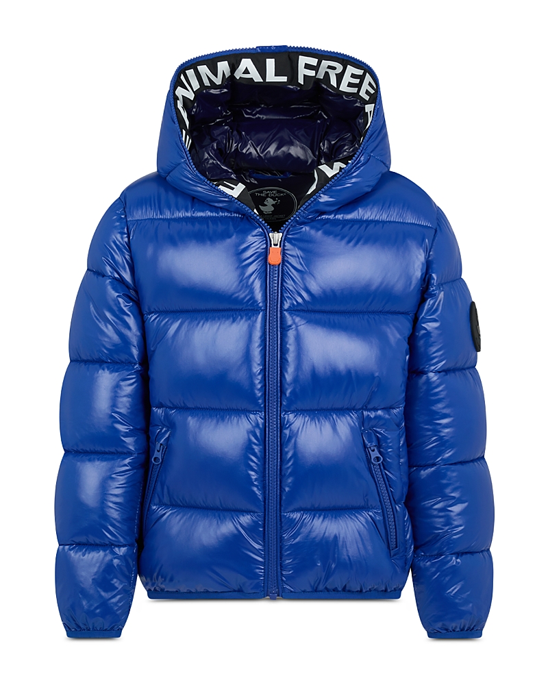 Save The Duck Artie Down Jacket With Hood With Animal Free Padding With Animal-free Padding With Zip Closure And L In Twilight Blue
