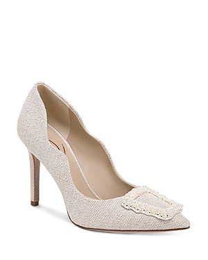 SAM EDELMAN WOMEN'S HARRIET POINTED TOE BEAD EMBELLISHED HIGH HEEL PUMPS