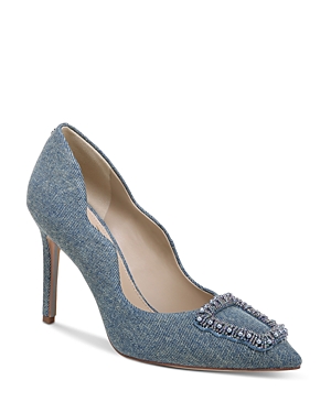 Sam Edelman Harriett Pointed Toe Pump In Washed New Blue