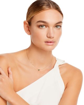 Emerald and Diamond Accent Necklace in 14K Yellow Gold, 18"