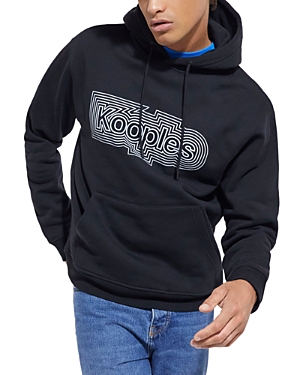 The Kooples Loose Fit Logo Graphic Pullover Hoodie In Black