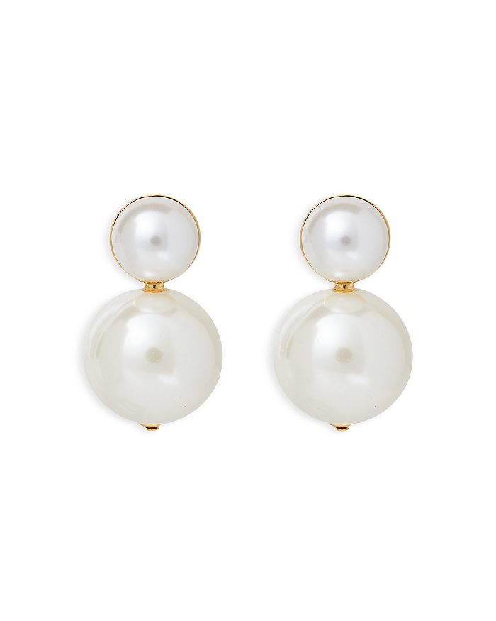 Lele Sadoughi Double Faux Pearl Drop Earrings in 14K Gold Plated ...