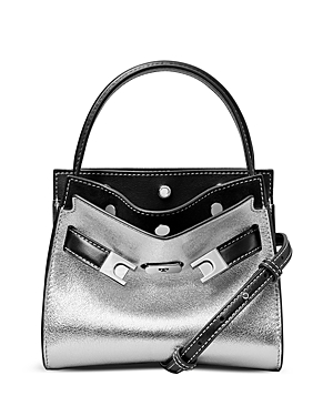 Tory Burch Lee Radziwill Petite Double Satchel Bag In Silver
