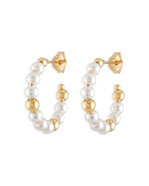 Alexa Leigh Imitation Pearl Beaded Hoop Earrings - 100% Exclusive In White/gold