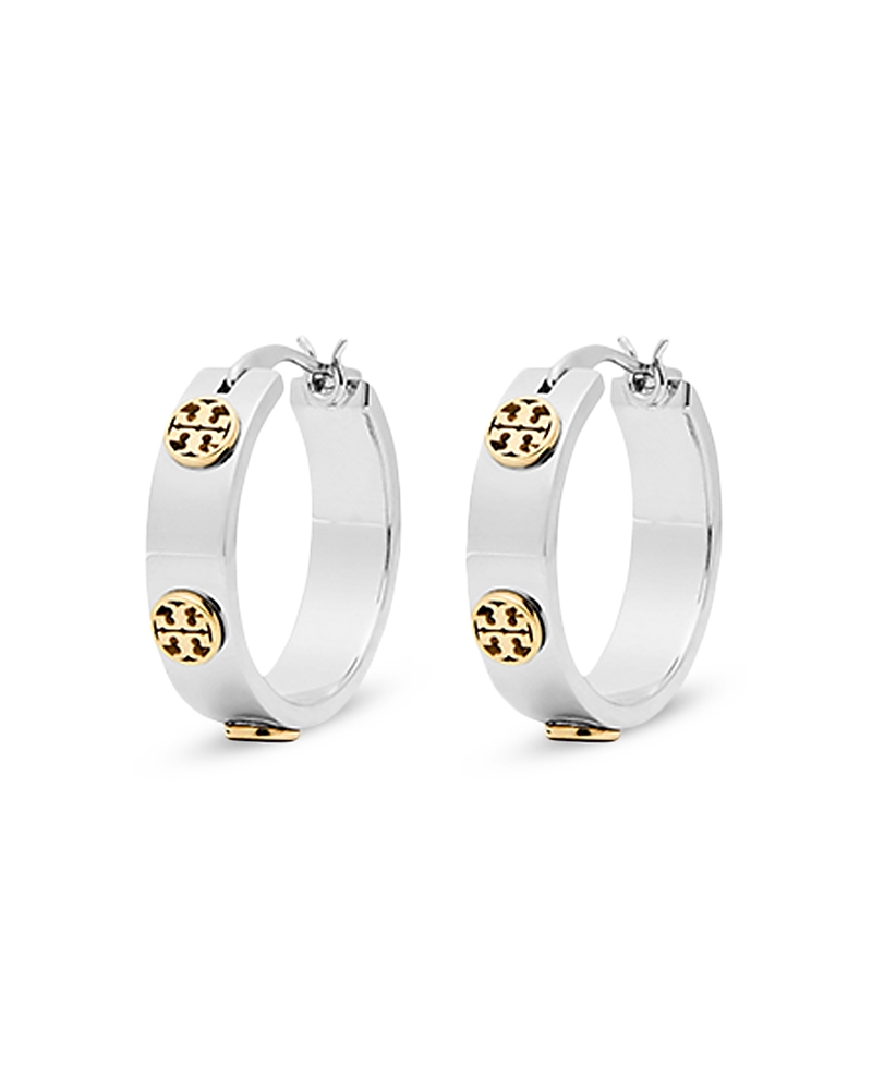 Tory Burch Miller Stud Huggie Earring In Silver/gold
