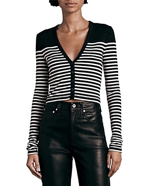 Rag & Bone Breton Stripe Crewneck Sweater In Black Multi