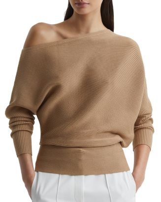 REISS Lorna Draped Off The Shoulder Sweater Bloomingdale s