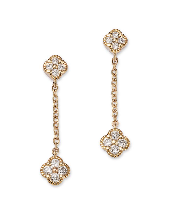 Bloomingdale's Diamond Clover Drop Earrings in 14K Yellow Gold, 0.25 ct ...