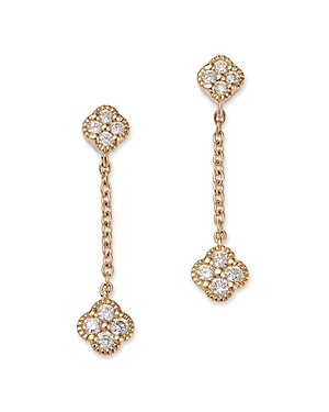 Bloomingdale's Diamond Clover Drop Earrings In 14k Yellow Gold, 0.25 Ct. T.w. - 100% Exclusive In White/yellow