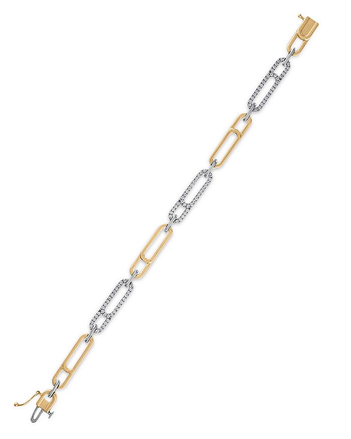Bloomingdale's Diamond Paperclip Bracelet in 14K White & Yellow