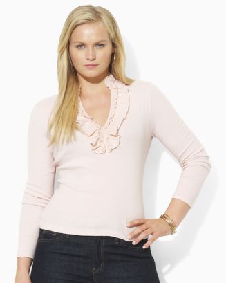 Ralph Lauren Plus Size Eliza Ruffle Shirt | Bloomingdale's