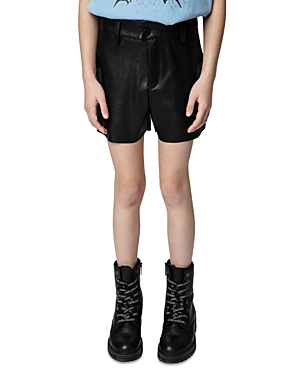 Shop Zadig & Voltaire Girls' Pax Faux Leather Short - Little Kid, Big Kid In Noir