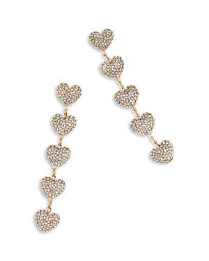Shop Baublebar Etta Pave Heart Linear Drop Earrings In Gold Tone In White/gold