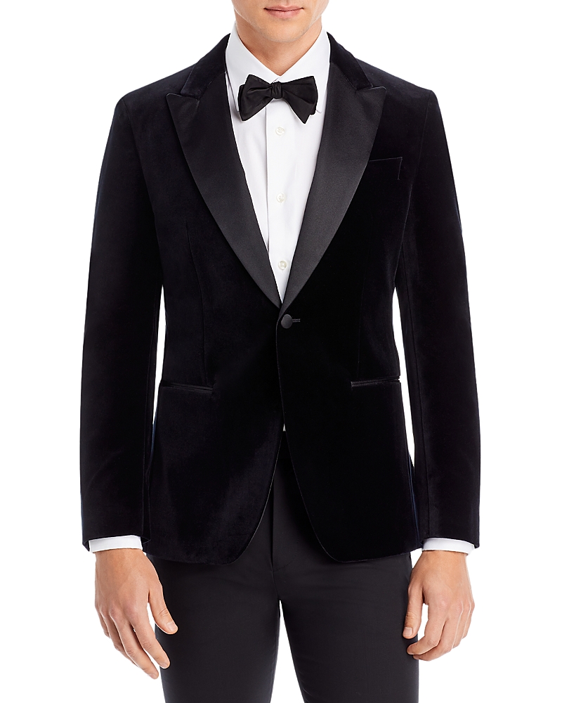Hugo Boss Slim-fit Tuxedo Jacket In Pure-cotton Velvet In Black