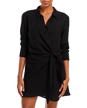 L*space Daydream Side Tie Tunic Cover-up Dress In Black