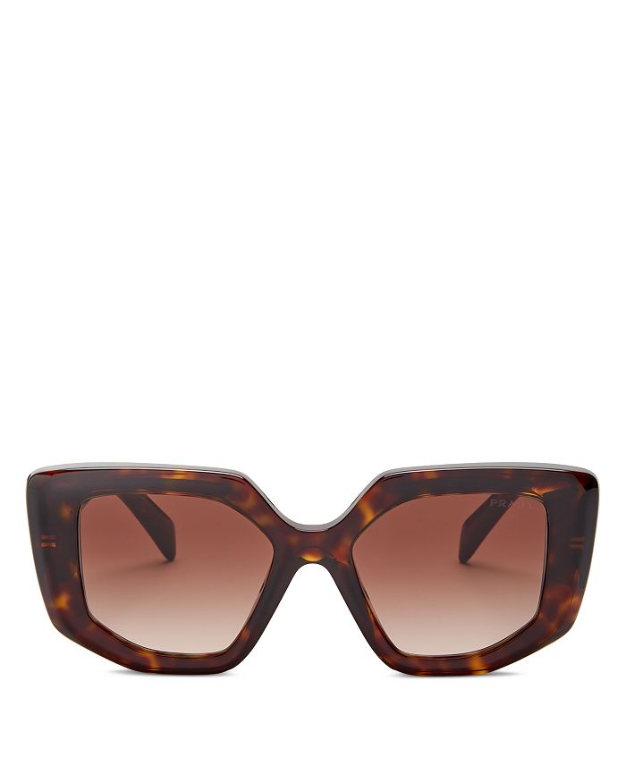 Shop Prada Symbole Geometric Sunglasses, 50mm In Tortoise/brown Gradient