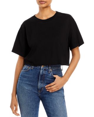 Re/done Black 90s Cropped Easy T-shirt In Black