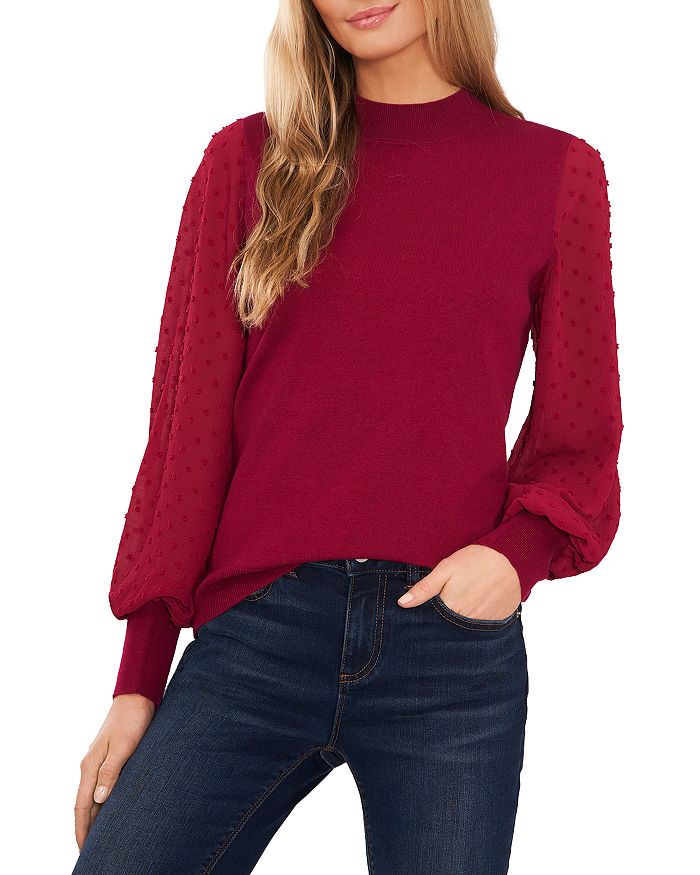 CeCe Clip Dot Sleeve Sweater Bloomingdale's
