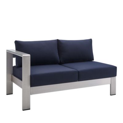 Modway Shore Sunbrella Fabric Aluminum Outdoor Patio Left Arm Loveseat