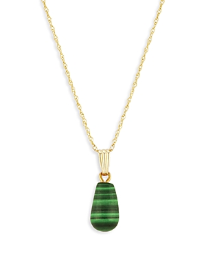 Bloomingdale's Malachite Pendant Necklace In 14k Yellow Gold, 18 - 100% Exclusive In Green/gold