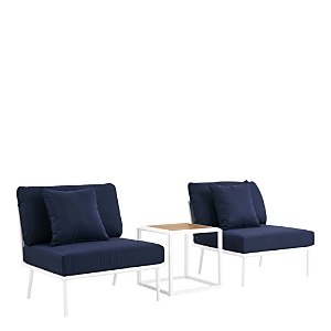 Modway Stance 3 Piece Outdoor Patio Aluminum Set In White Navy