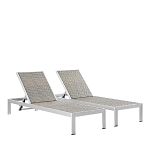 Modway Shore Outdoor Aluminum Patio Chaise, Set Of 2 In Gray
