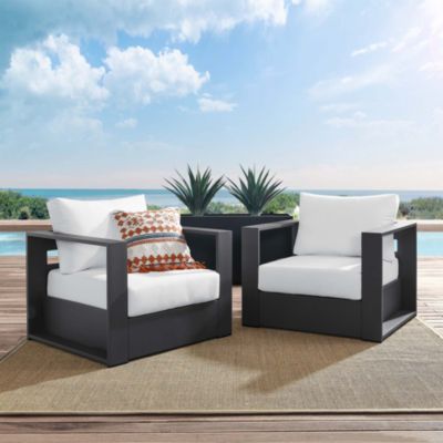  Tahoe Outdoor Patio Powder-Coated Aluminum Armchair, Set of 2