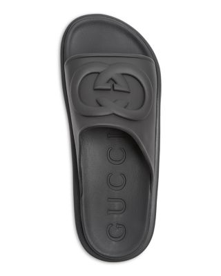 Men’s 2022 Gucci slides with the thick bottom size 9 Black Rubber Web Slide Sandal | GUCCI® US main image 3