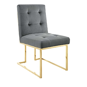 Modway Privy Gold Tone Performance Velvet Dining Chair In Charcoal